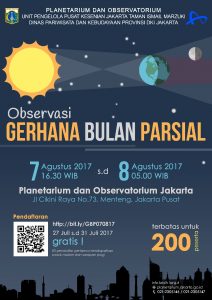 Poster Gerhana Bulan Sebagian 7 Agustus 2017 di Planetarium Jakarta